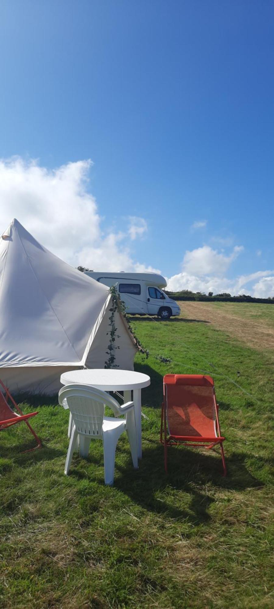 Summit Kit Hill Cornwall Panoramic Views Grass Pitch From 15pn Or Bella Bell Tent 75pn *